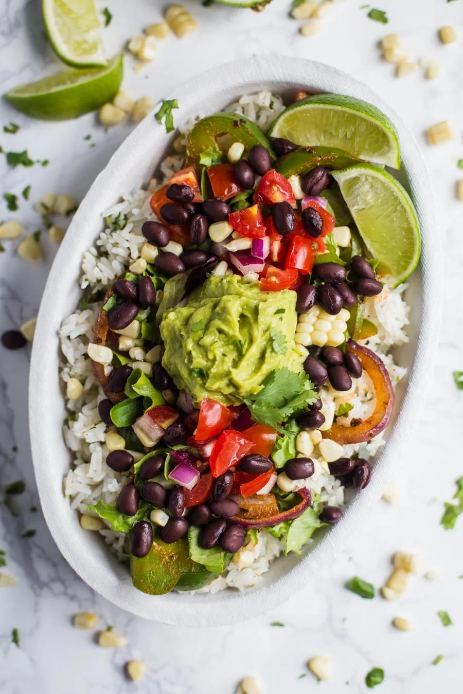 Chipotle Inspired Vegan Burrito Bowl for the Table