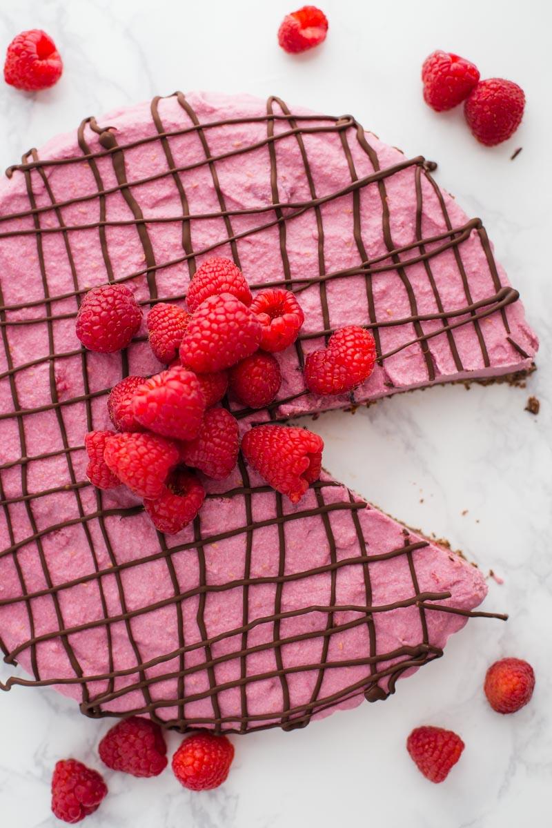 Vegan Chocolate Raspberry Tart on the Stove