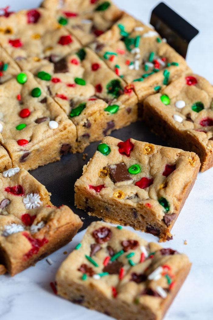Chocolate Chip Cookie Bars on the Stove