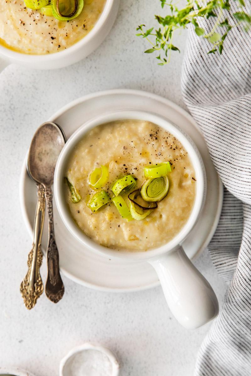 Vegan Potato Leek Soup at Home