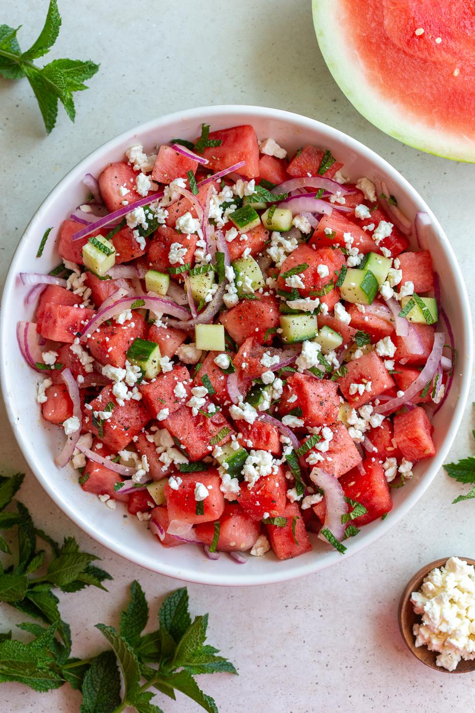 Watermelon Feta Mint Salad for the Table