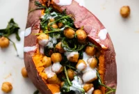 Loaded Sweet Potato Boats with Spiced Chickpeas