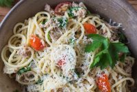 Mediterranean Tuna Arugula Pasta