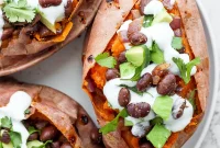 Southwestern Black Bean Sweet Potato Boats