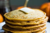 Fluffy Vegan Pumpkin Spice Chocolate Chip Pancakes