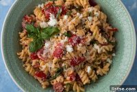 Tangy Goat Cheese Pasta with Burst Tomatoes and Golden Garlic