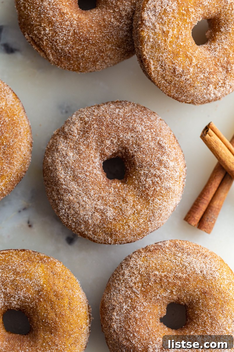 Spiced Pumpkin Donut Delights 4 Baked pumpkin donuts cooling on a wire rack before being coated.