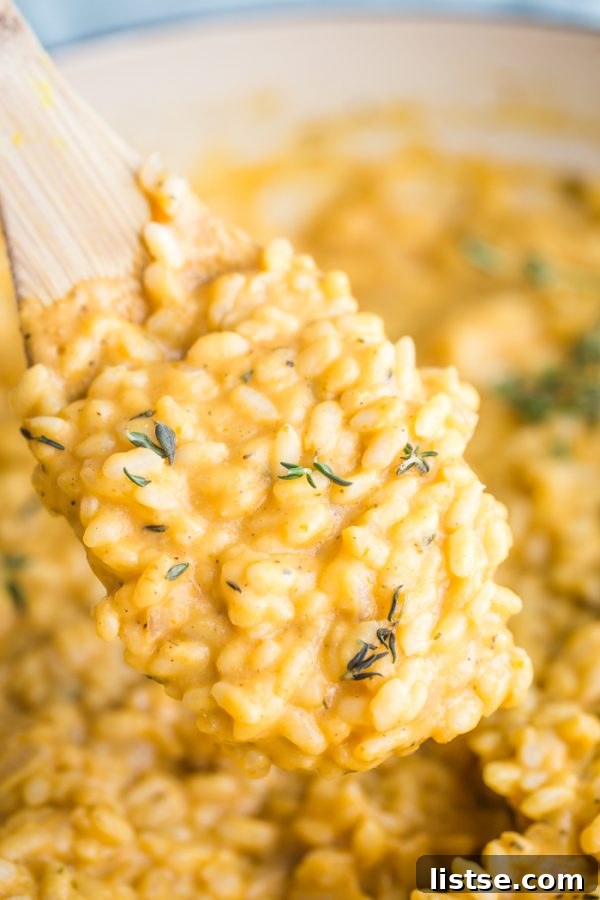 Creamy Pumpkin Goat Cheese Risotto - an easy and healthy fall dinner recipe everyone will love