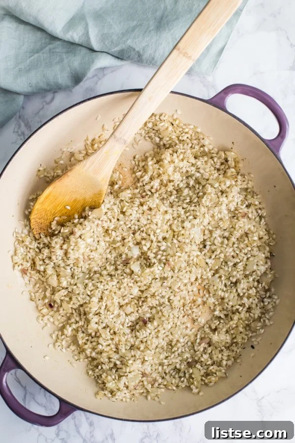 Ingredients for Pumpkin Goat Cheese Risotto laid out on a table