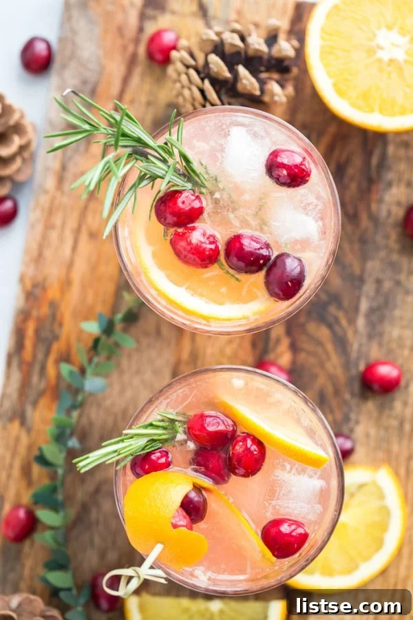 Crimson Citrus Gin Sparkler 4 Ingredients for an Orange Cranberry Gin and Tonic laid out.
