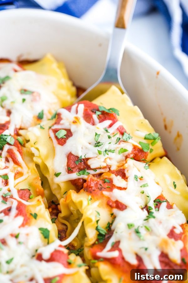 Classic Lasagna Roll Ups ready for baking