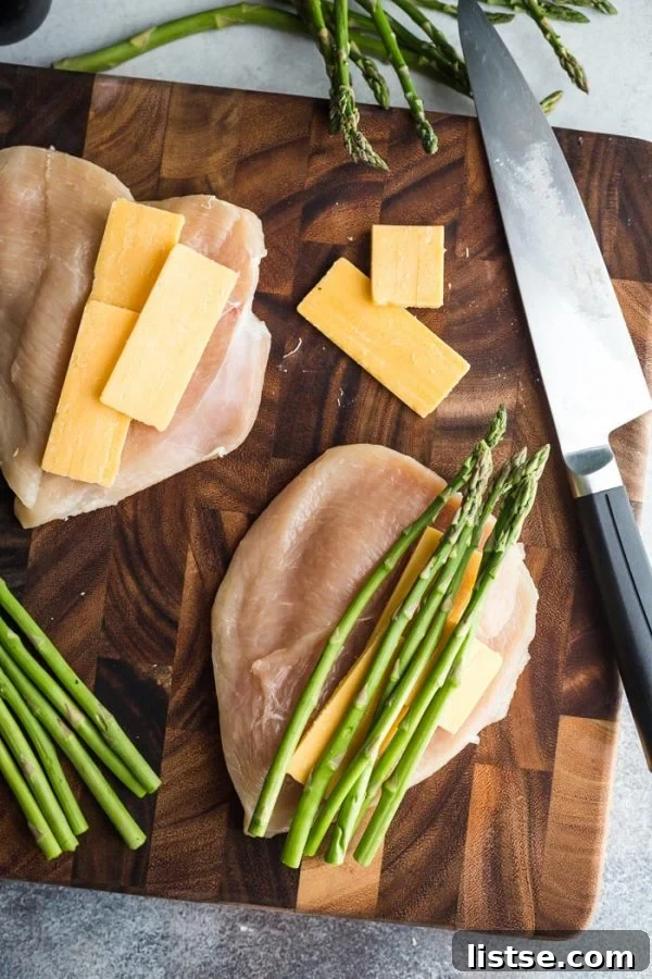 Golden Asparagus and Cheese Chicken 4 asparagus stuffed chicken breast recipe