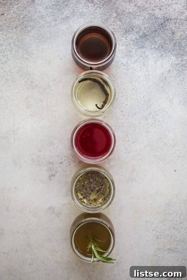 Homemade Simple Syrup 5 Variety of flavored simple syrups in small bottles