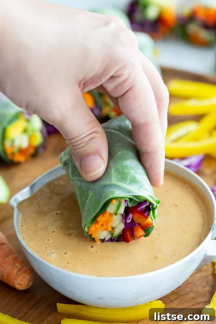 Refreshing Plant-Based Summer Rolls 4 peanut sauce for summer rolls