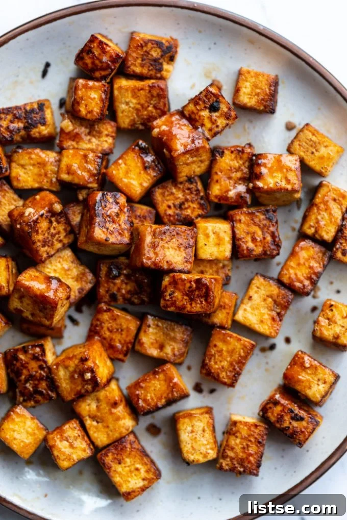 teriyaki tofu on a large plate