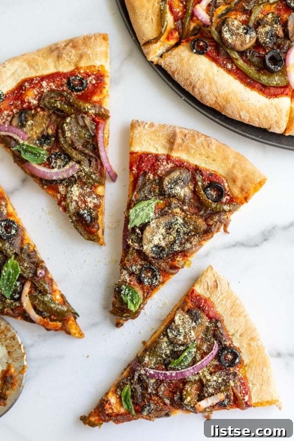 Homemade vegan pizza with fresh vegetables