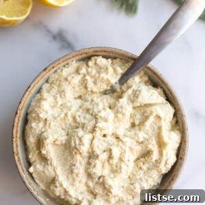 Finished vegan ricotta cheese in a bowl, ready to be used.
