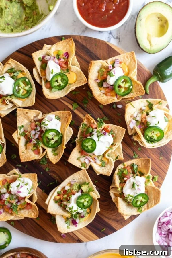 Delicious Vegan Taco Cups arranged on a serving plate