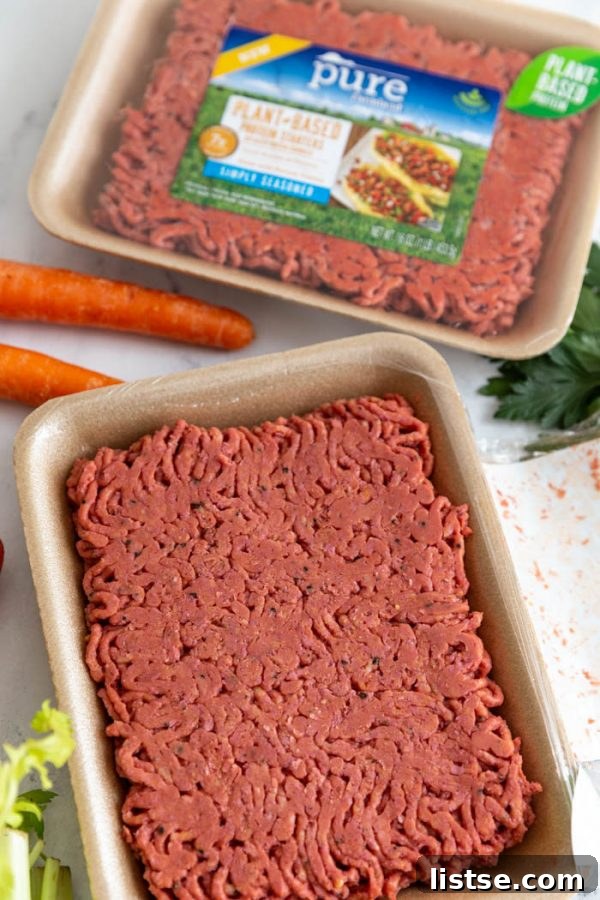 Pure Farmland Plant-Based Simply Seasoned Protein Starter in its packaging, showcasing the key ingredient for this hearty vegan meatloaf recipe. Emphasizes ease of use and plant-powered goodness. #purefarmland #plantbasedliving