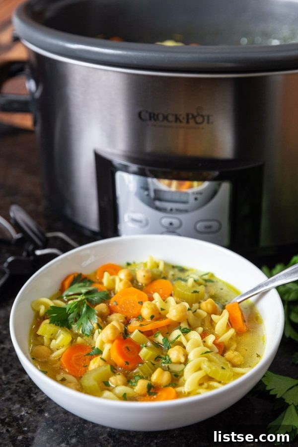 Crockpot Chickpea Noodle Soup