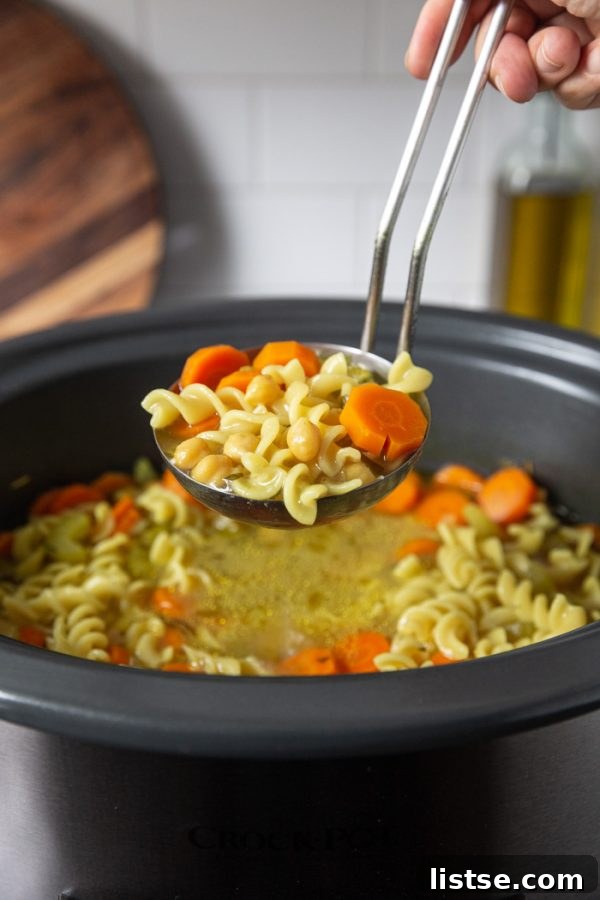 crockpot chickpea noodle soup