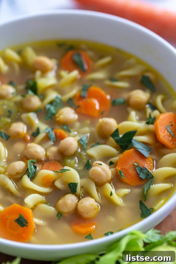 slow cooker chickpea noodle soup