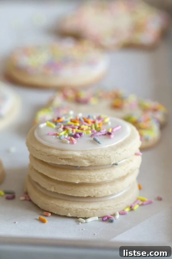 vegan cookies with icing and colorful sprinkles