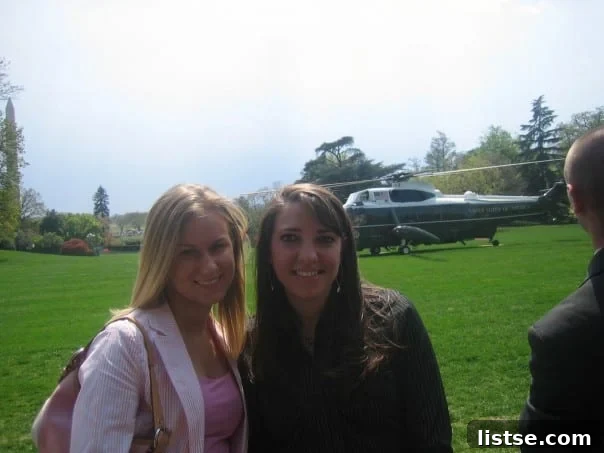 An intern posing in front of Air Force One, highlighting unique opportunities