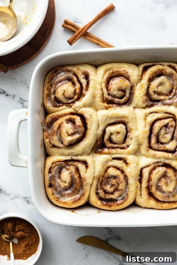 Irresistible Vegan Cinnamon Rolls 5 a casserole dish full of vegan cinnamon rolls ready for baking