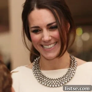 Kate Middleton wearing a distinctive Zara statement necklace that quickly sold out globally.