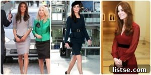 Compilation of Kate Middleton in various elegant formal dresses.