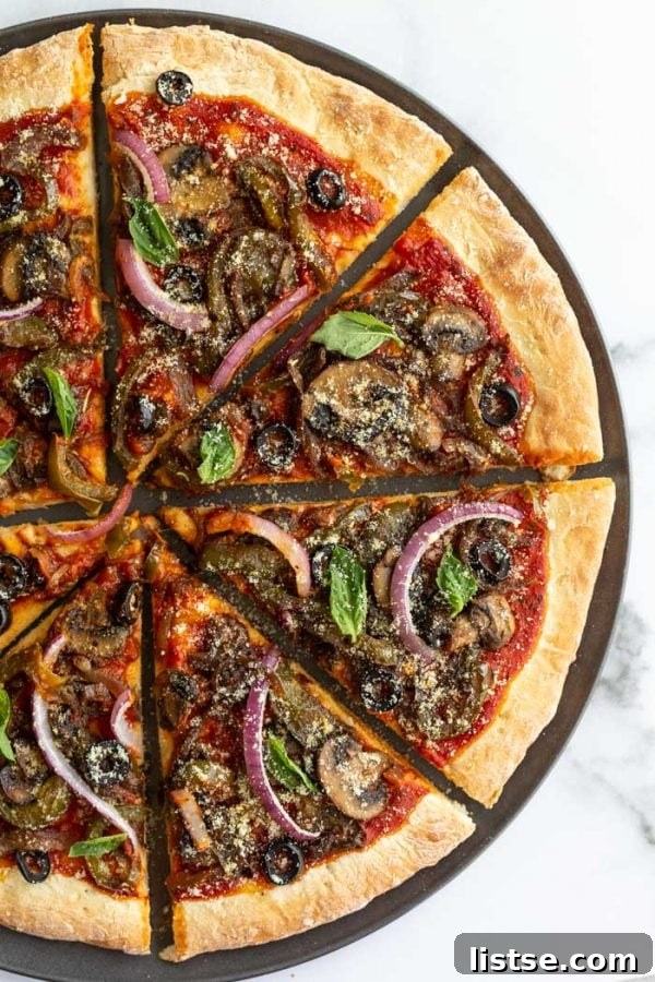 Delicious and easy vegan pizza with vibrant toppings, a perfect plant-based meal for game day and casual dining