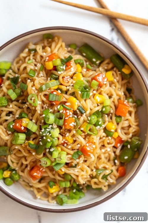 Ramen noodles stir-fry with mixed vegetables