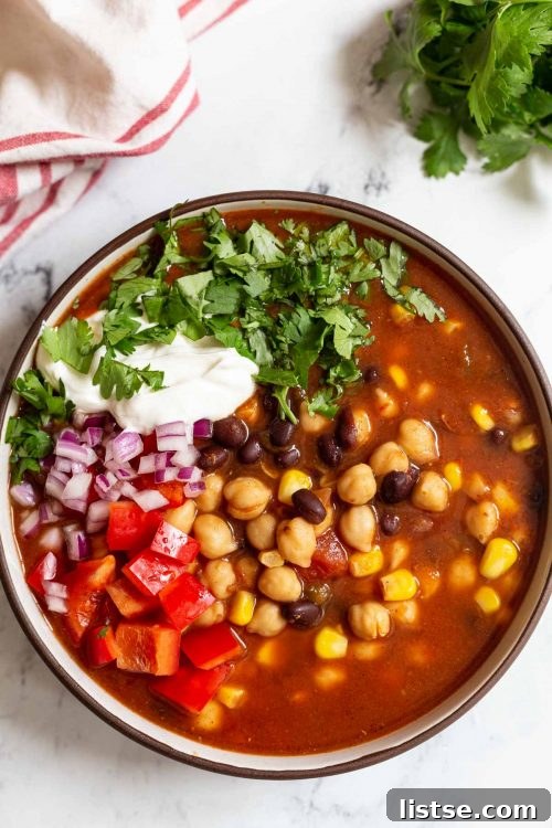 Hearty crockpot taco soup in a rustic bowl