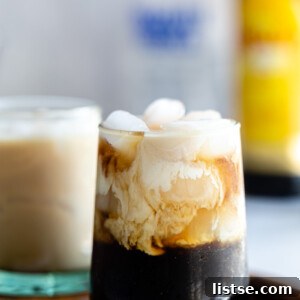 White Russian cocktail with a creamy top layer