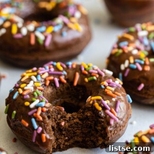 No-Fry Chocolate Donuts 6 Chocolate Baked Donuts with sprinkles