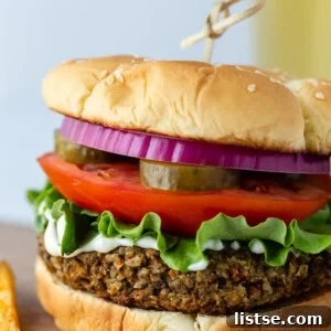 Close-up of a delicious veggie burger ready to be served