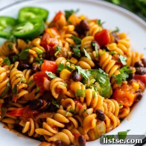 Finished One Pot Taco Pasta garnished with cilantro.
