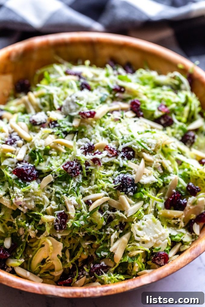 Crispy Brussels Sprout Salad 5 Brussel Sprout Salad topped with cranberries and almonds