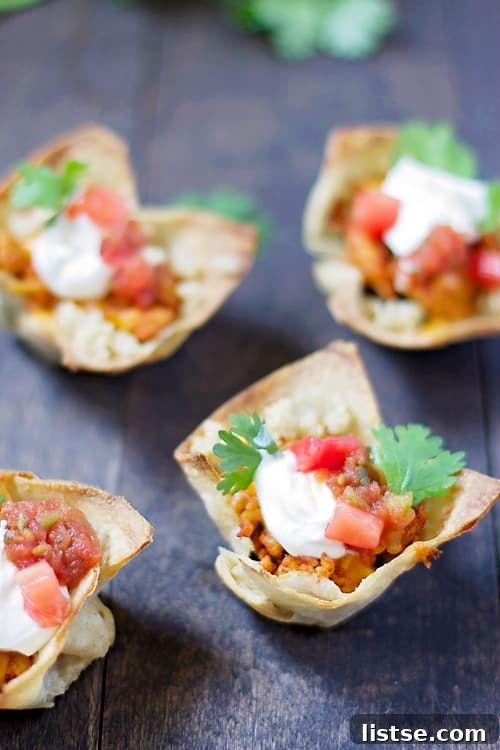 Close-up of a single Taco Salad Cupcake ready to be eaten