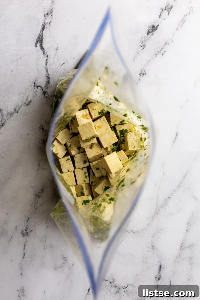 6 Effortless Tofu Marinade Ideas 6 large plastic bag filled with marinating tofu
