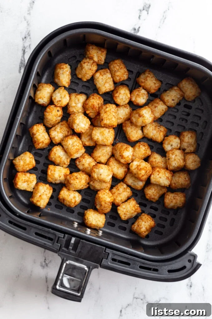 cooked tater tots in the air fryer