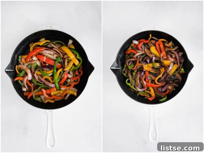 Sizzling Veggie Fajitas 5 cooking veggies for Vegetarian fajitas