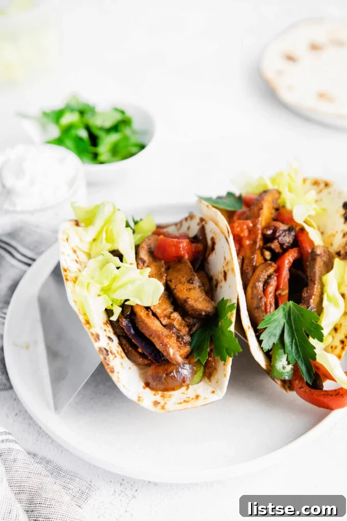 Sizzling Veggie Fajitas 6 portobello mushroom fajitas served in tortillas