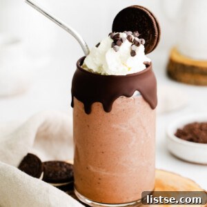 Vegan milkshake with whipped topping and chocolate chips