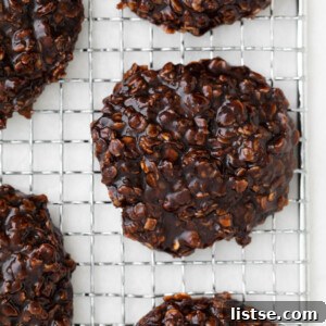 Vegan No Bake Cookies on a cooling rack