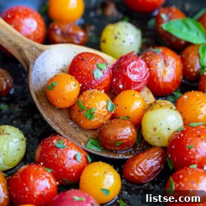 Spoonful of blistered tomatoes
