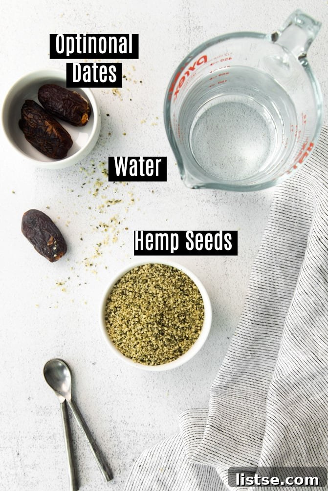 ingredients for making hemp milk