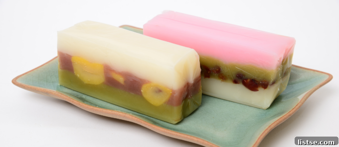 Uncommon U-Starting Culinary Delights 4 Traditional Japanese steamed cake, Uiro, with various flavors.