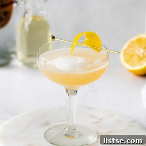 Zesty Vodka Refreshment 6 Vodka Sour drink in a coupe glass with a twist of lemon